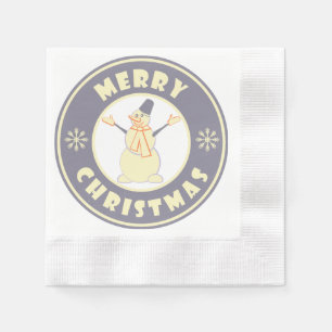 Servilleta De Papel Feliz Navidad feliz estilo de café famoso de nieve