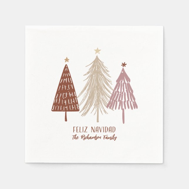 Servilleta De Papel Feliz Navidad Feliz Navidad feriado en el árbol (Anverso)