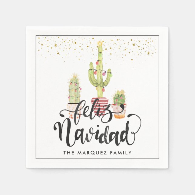 Servilleta De Papel Feliz Navidad | Fiesta de Navidad Personalizada (Anverso)
