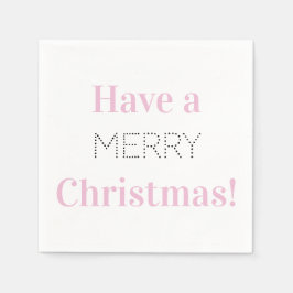 Servilleta De Papel Feliz Navidad | Fiesta de tipografía rosa