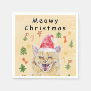 Servilleta De Papel Feliz Navidad gato divertido y lindo gato 