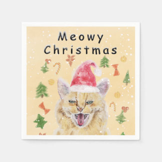 Servilleta De Papel Feliz Navidad gato divertido y lindo gato