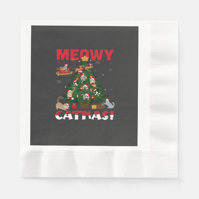 Servilleta De Papel Feliz Navidad gatuna (Anverso)