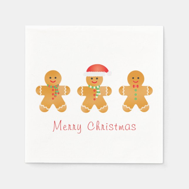 Servilleta De Papel Feliz Navidad Gingbread Men Santa Hat (Anverso)