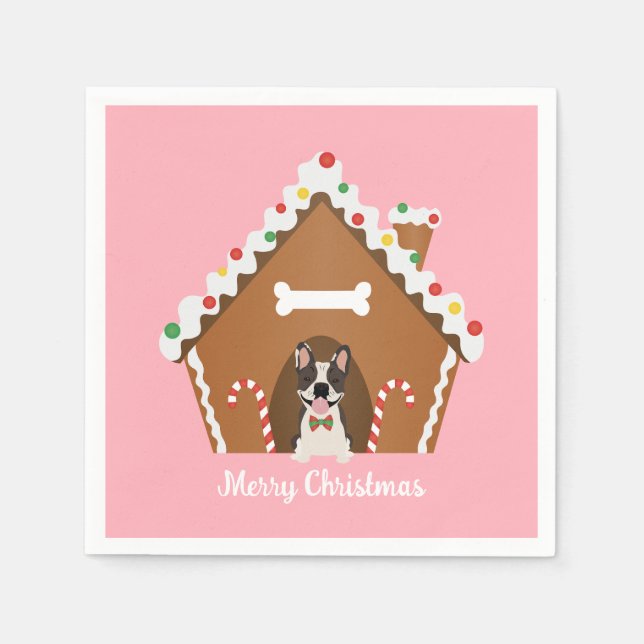 Servilleta De Papel Feliz Navidad Gingerbread Dog House (Anverso)