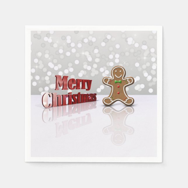 Servilleta De Papel Feliz Navidad Gingerbread Man (Anverso)