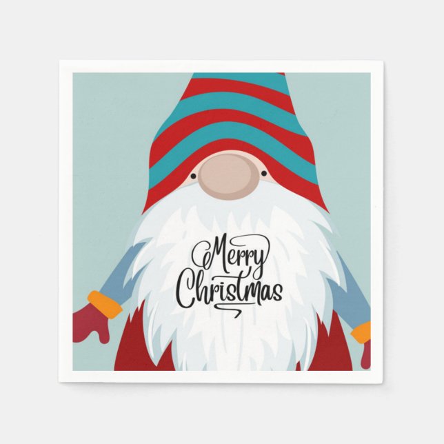 Servilleta De Papel Feliz Navidad Gnome (Anverso)