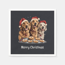 Servilleta De Papel Feliz Navidad Golden Retriever Dogs Baking
