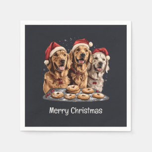 Servilleta De Papel Feliz Navidad Golden Retriever Dogs Baking