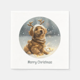 Servilleta De Papel Feliz Navidad Golden Retriever Puppy