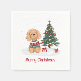 Servilleta De Papel Feliz Navidad Goldendoodle Perro