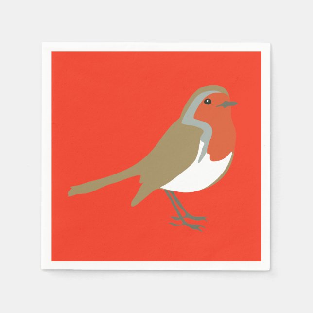 Servilleta De Papel Feliz Navidad Grandes Servilletas Robin Red (Anverso)