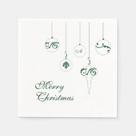 Servilleta De Papel Feliz Navidad Green Monograma Bauble Square