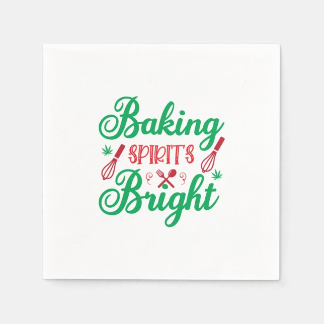 Servilleta De Papel Feliz Navidad Hornear Spirits Bright (Anverso)