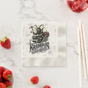 Servilleta De Papel Feliz Navidad Krampus Paseos en Trineo de Krampus