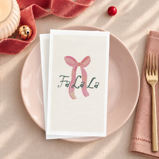 Servilleta De Papel Feliz Navidad Lazo Rosa de Navidad
