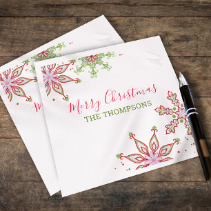Servilleta De Papel Feliz Navidad Moderna, deliciosos y coloridos copo