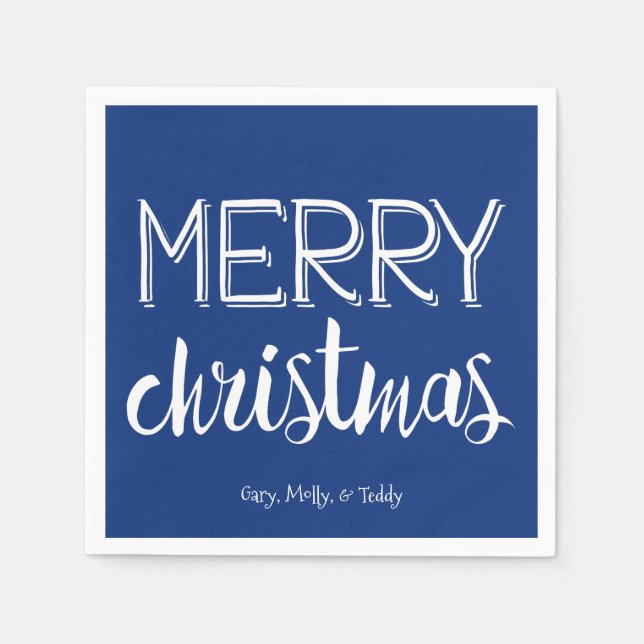 Servilleta De Papel Feliz Navidad Monograma Holiday Napkin (Anverso)