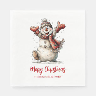 Servilleta De Papel Feliz Navidad Muñeco de Nieve