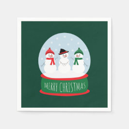 Servilleta De Papel Feliz Navidad Nieve Globe Snowmen