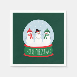 Servilleta De Papel Feliz Navidad Nieve Globe Snowmen
