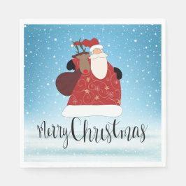 Servilleta De Papel Feliz Navidad Papá Noel y Rudolph
