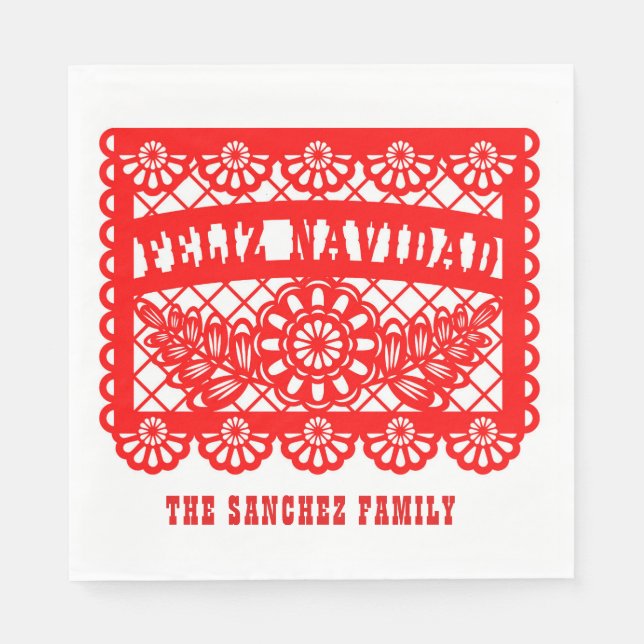 Servilleta De Papel Feliz Navidad Papel picado (Anverso)