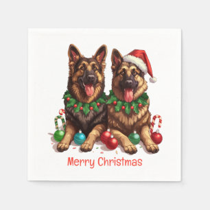 Servilleta De Papel Feliz Navidad Pastor Alemán de Pastores