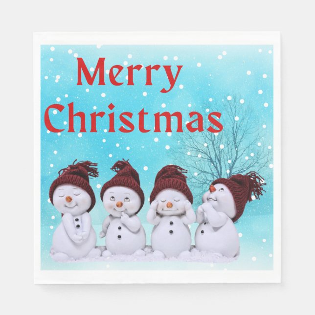 Servilleta De Papel Feliz Navidad, pequeña nieve (Anverso)