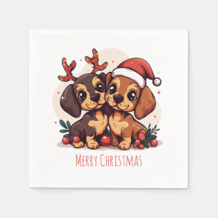 Servilleta De Papel Feliz Navidad Perros Dachshund