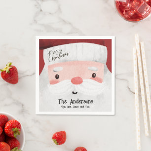 Servilleta De Papel Feliz Navidad personalizado Santa Claus Face