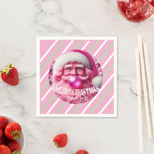 Servilleta De Papel Feliz Navidad Pink Bubble Gum   Nombre del equipo 