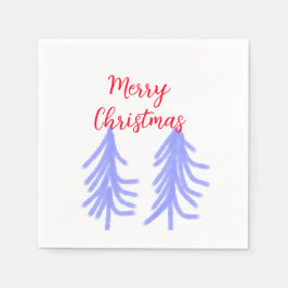 Servilleta De Papel Feliz Navidad pino pino púrpura rojo púrpura y agu