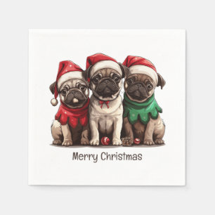 Servilleta De Papel Feliz Navidad Pug Dogs