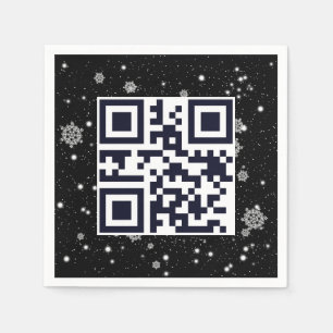 Servilleta De Papel Feliz Navidad QR Code on Snowflakes