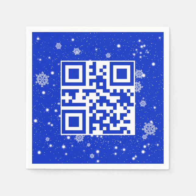 Servilleta De Papel Feliz Navidad QR Code on Snowflakes (Anverso)