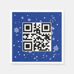 Servilleta De Papel Feliz Navidad QR Code on Snowflakes