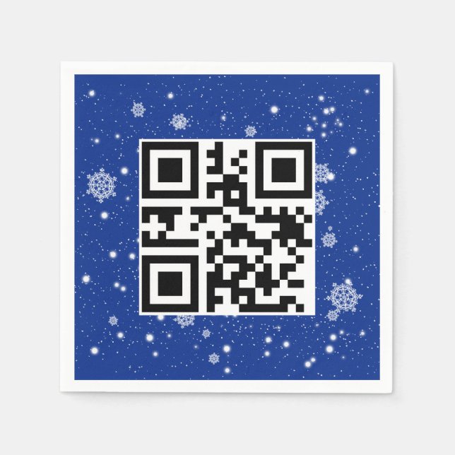 Servilleta De Papel Feliz Navidad QR Code on Snowflakes (Anverso)
