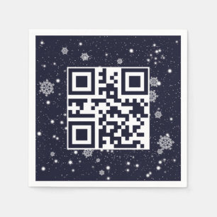 Servilleta De Papel Feliz Navidad QR Code on Snowflakes