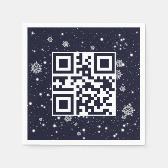 Servilleta De Papel Feliz Navidad QR Code on Snowflakes (Anverso)