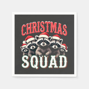 Servilleta De Papel Feliz Navidad Raccoon Santa Hat Amantes