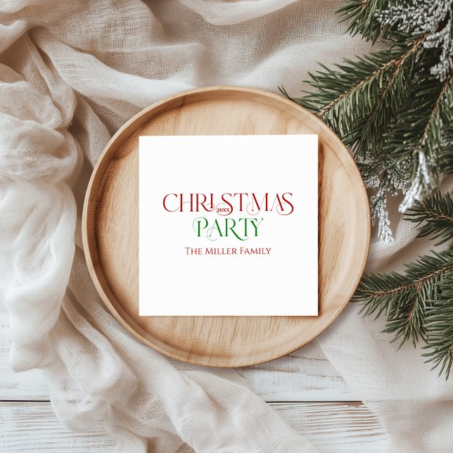 Servilleta De Papel Feliz Navidad Red Green Retro Typografía (Subido por el creador)