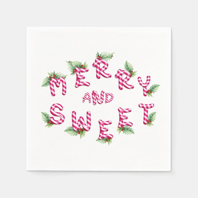 Servilleta De Papel Feliz Navidad Red Pink Holiday Party Napkins (Anverso)