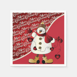 Servilleta De Papel Feliz Navidad Red Snowman