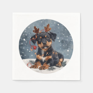 Servilleta De Papel Feliz Navidad Rottweiler Perro Reno