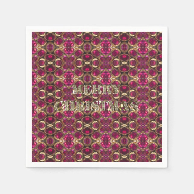 Servilleta De Papel Feliz Navidad Ruby Gold Moda patrón Gemstone (Anverso)