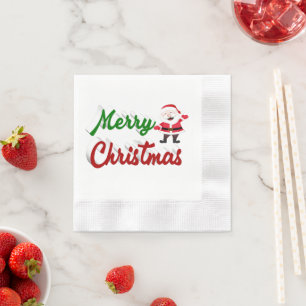 Servilleta De Papel Feliz Navidad Santa Claus guión verde rojo