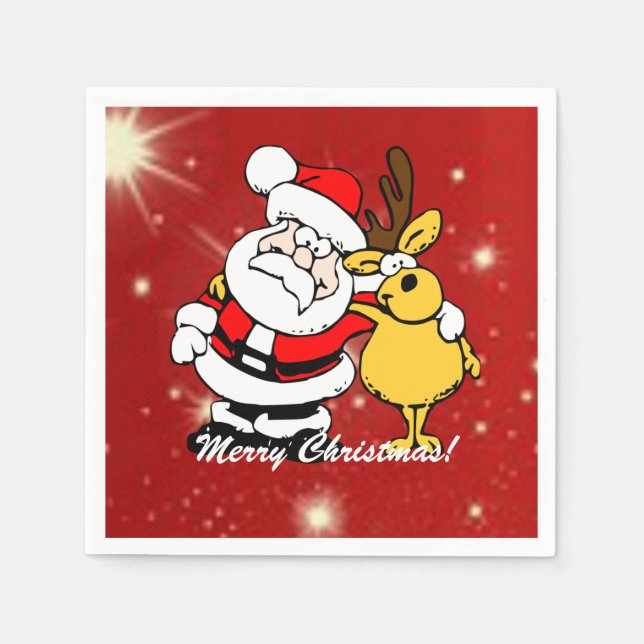 Servilleta De Papel Feliz Navidad Santa Claus/servilletas de renos (Anverso)