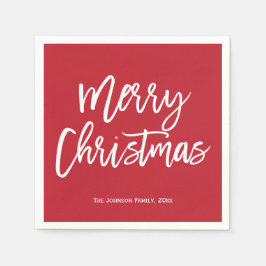 Servilleta De Papel Feliz Navidad Sencillas Toallas Blancas Y Rojas