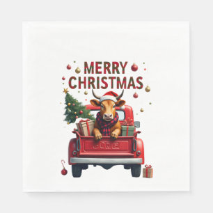 Servilleta De Papel Feliz Navidad Vaca de las Tierras Altas Escocesas